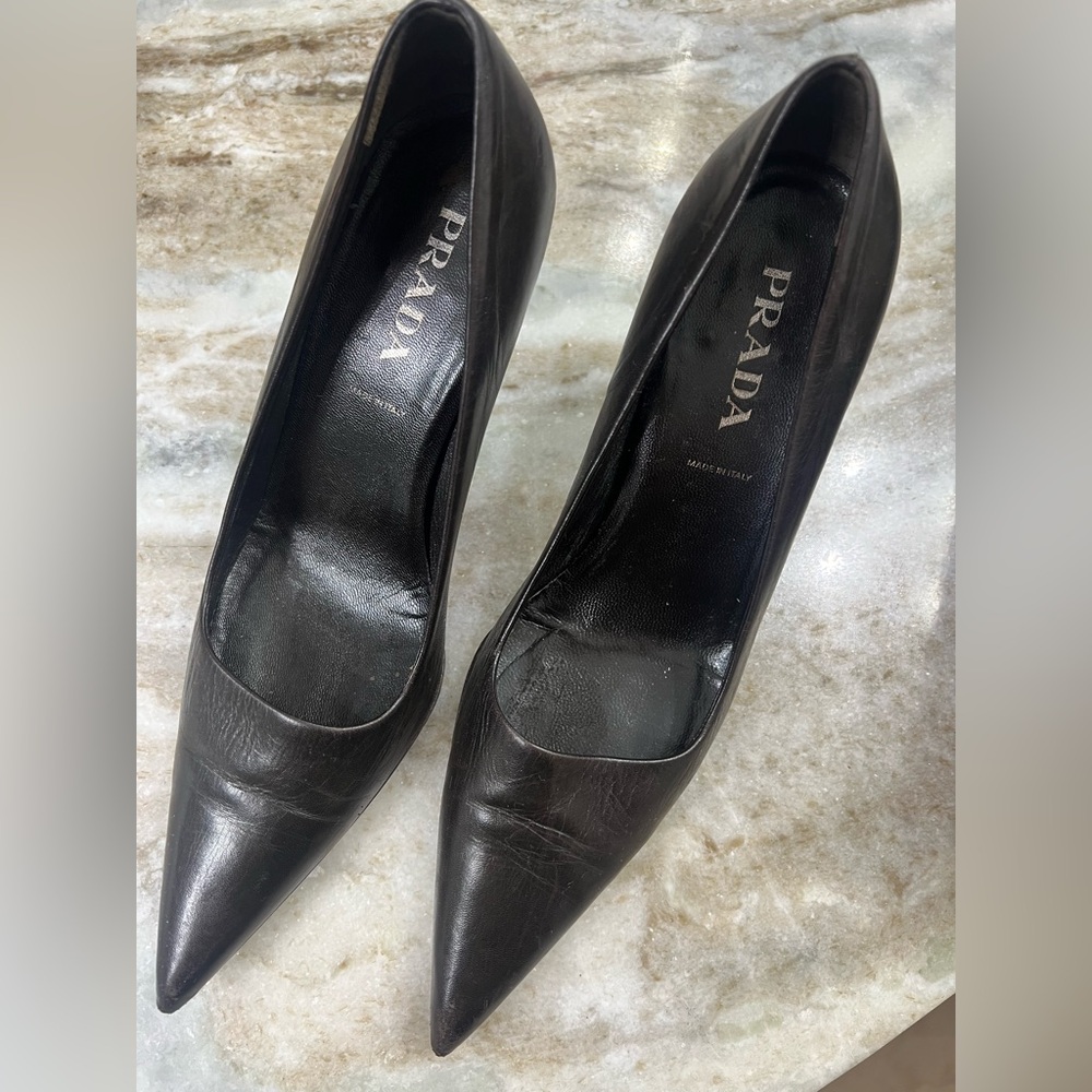 PRADA Dark Brown Leather Heels for Women